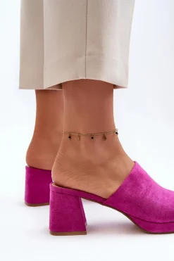 Damskie Klapki Na Obcasie Fuksja Bralya