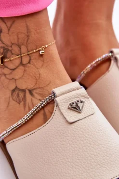 Damskie Klapki Na Płaskim Obcasie Nicole 2806/054 Beżowe