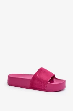 Damskie Klapki Na Platformie Zamszowe Big Star NN274A672 Fuksja