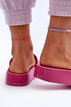 Damskie Klapki Na Platformie Zamszowe Big Star NN274A672 Fuksja