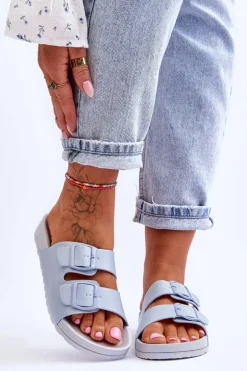 Damskie Klapki Na Platformie Niebieskie Vertigo