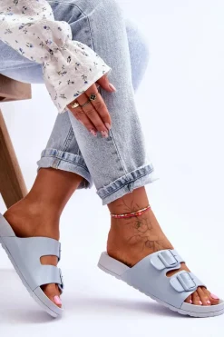 Damskie Klapki Na Platformie Niebieskie Vertigo