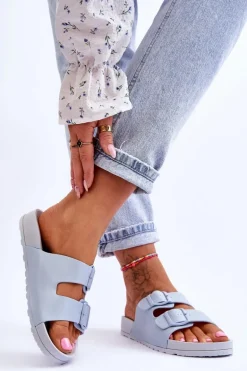 Damskie Klapki Na Platformie Niebieskie Vertigo