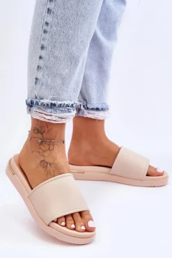 Damskie Klapki Na Platformie Big Star LL274933 Beżowe