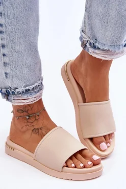 Damskie Klapki Na Platformie Big Star LL274933 Beżowe