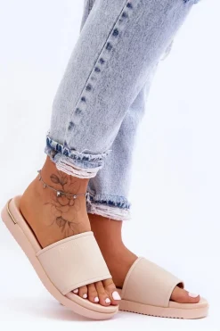 Damskie Klapki Na Platformie Big Star LL274933 Beżowe