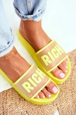 Damskie Klapki Na Platformie Żółte RICH