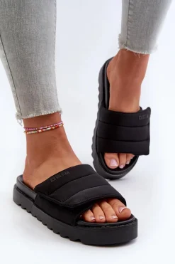 Damskie Klapki Na Platformie Big Star NN274772 Czarne