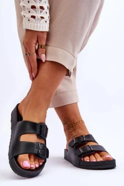 Damskie Klapki Na Platformie Czarne Vertigo