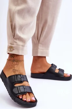 Damskie Klapki Na Platformie Czarne Vertigo