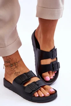 Damskie Klapki Na Platformie Czarne Vertigo