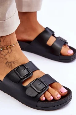 Damskie Klapki Na Platformie Czarne Vertigo