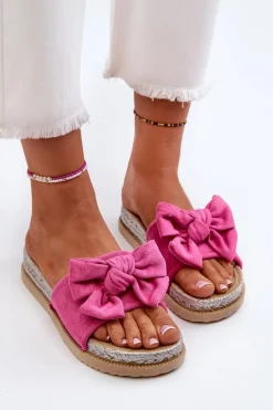 Damskie Klapki Na Platformie Z Kokardą Fuksja Aflia