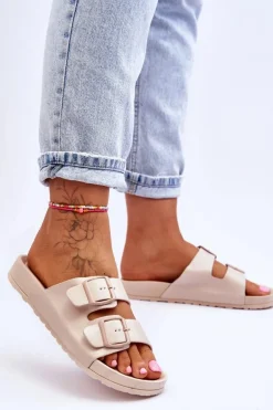 Damskie Klapki Na Platformie Beżowe Vertigo