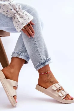 Damskie Klapki Na Platformie Beżowe Vertigo