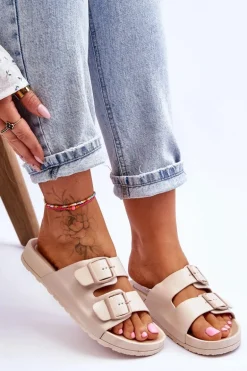 Damskie Klapki Na Platformie Beżowe Vertigo