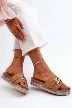 Damskie Klapki Na Platformie Z Ozdobą Camel Vapireta