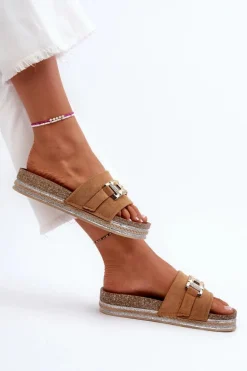 Damskie Klapki Na Platformie Z Ozdobą Camel Vapireta