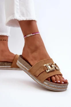 Damskie Klapki Na Platformie Z Ozdobą Camel Vapireta