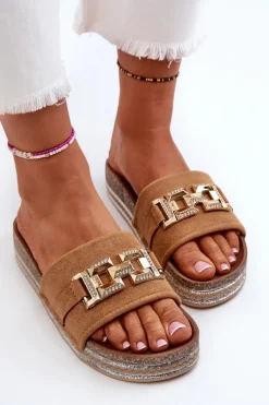 Damskie Klapki Na Platformie Z Ozdobą Camel Vapireta