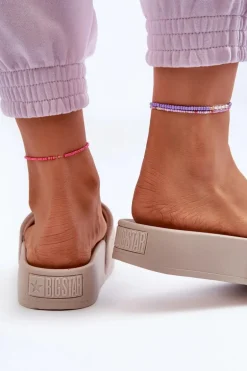 Damskie Klapki Na Platformie Zamszowe Big Star NN274A671 Beżowe