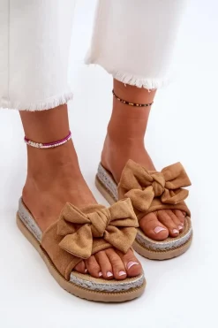 Damskie Klapki Na Platformie Z Kokardą Camel Aflia