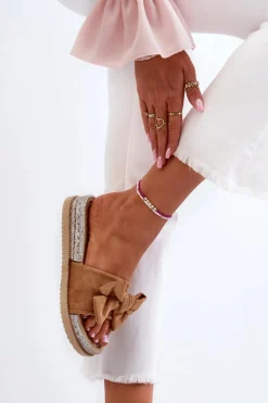 Damskie Klapki Na Platformie Z Kokardą Camel Aflia