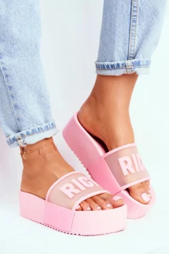 Damskie Klapki Na Platformie Różowe RICH