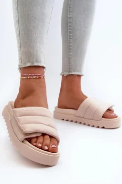 Damskie Klapki Na Platformie Big Star NN274773 Beżowe