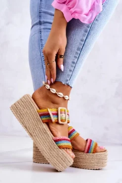 Damskie Klapki Na Platformie Multikolor Lazare