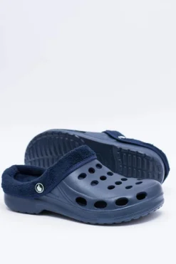 Damskie Klapki Ocieplane Granatowe Kroksy EVA