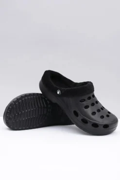 Damskie Klapki Ocieplane Czarne Kroksy EVA