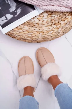 Damskie Klapki Papcie Beżowe Mirendy