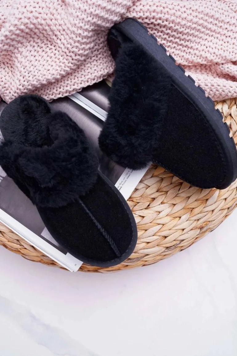 Damskie Klapki Papcie Czarne Mirendy