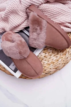 Damskie Klapki Papcie Khaki Mirendy