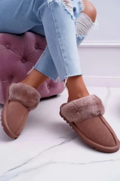 Damskie Klapki Papcie Khaki Mirendy