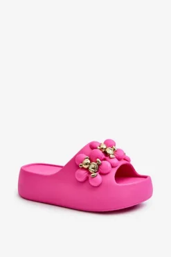 Damskie Klapki Piankowe Z Ozdobami Na Grubej Podeszwie Fuksja Bremavia