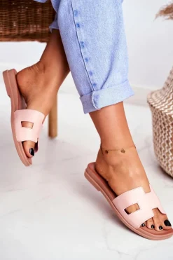 Damskie Klapki Różowe Geometryczne Klasyczne Theodora