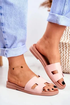 Damskie Klapki Różowe Geometryczne Klasyczne Theodora