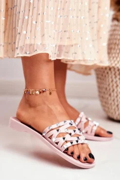 Damskie Klapki Różowe Gumowe Ćwieki Patty