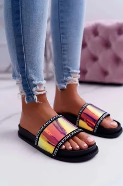 Damskie Klapki Różowe Opalizujące Nerdo