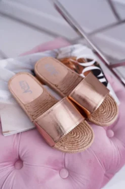 Damskie Klapki Różowe Złoto Mindset