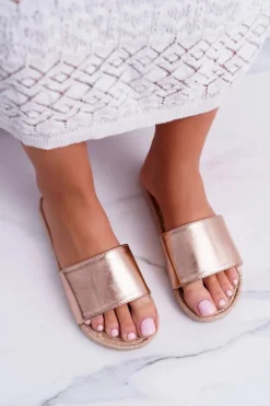 Damskie Klapki Różowe Złoto Mindset