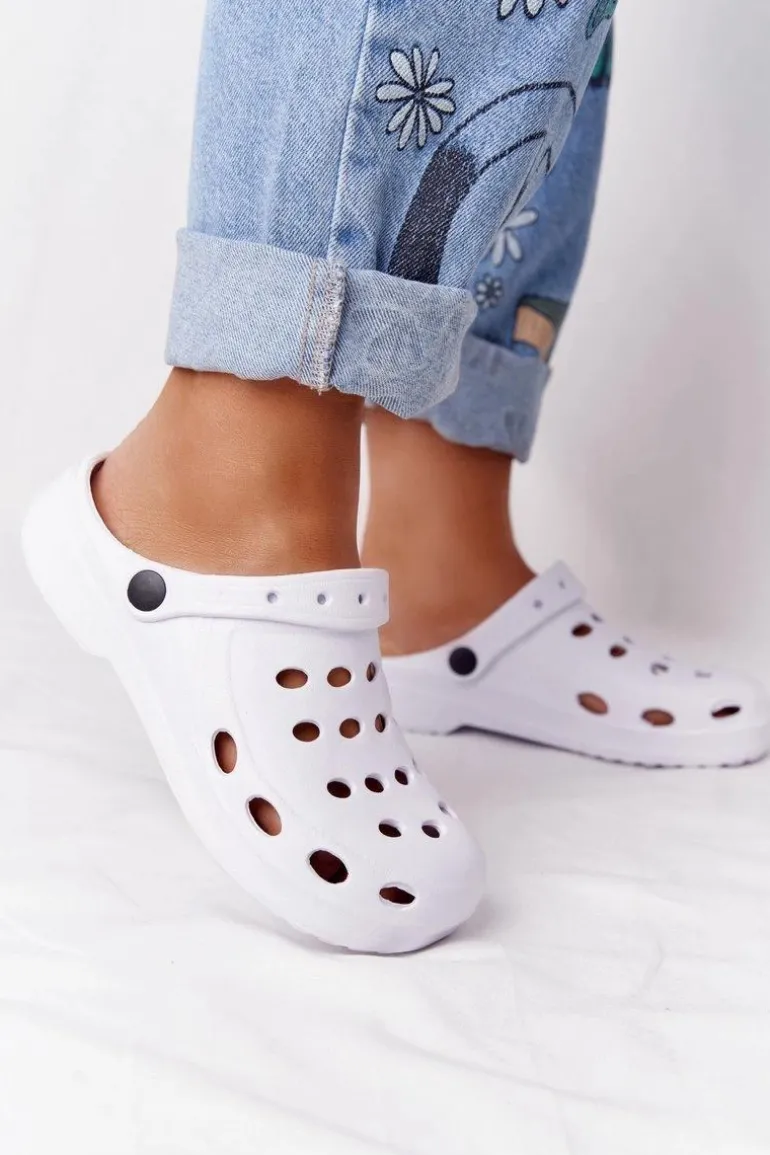 Damskie Klapki Sandały Na Basen Białe Piankowe EVA