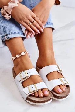 Damskie Klapki Sprzączki Inblu NM000028 Białe