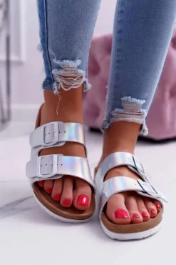 Damskie Klapki Srebrne Big Star DD274134