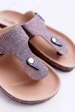 Damskie Klapki Szare Japonki Baisan