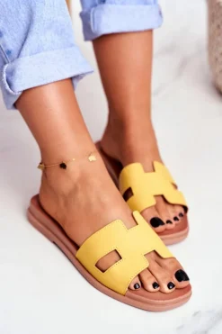 Damskie Klapki Żółte Geometryczne Klasyczne Theodora