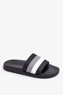 Damskie Klapki W Paski Czarne Vision