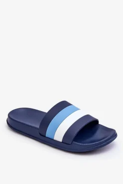 Damskie Klapki W Paski Granatowe Vision